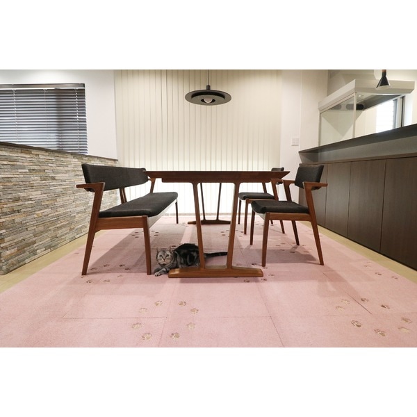 ラグタスNIKUKYU タイルラグ てくてく肉球 RPI ローズピンク [約50x50cm／10枚セット] 13,315円