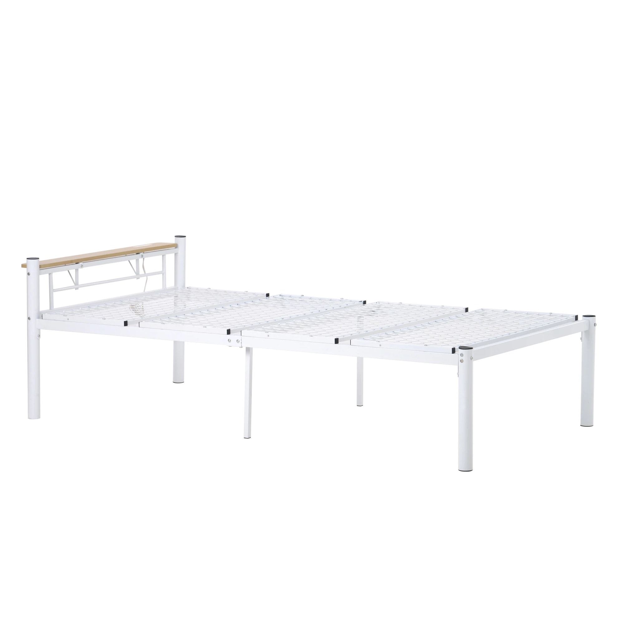 一人暮らしになクラシックシングルアイアンフレームベッド コンセント付き ホワイト