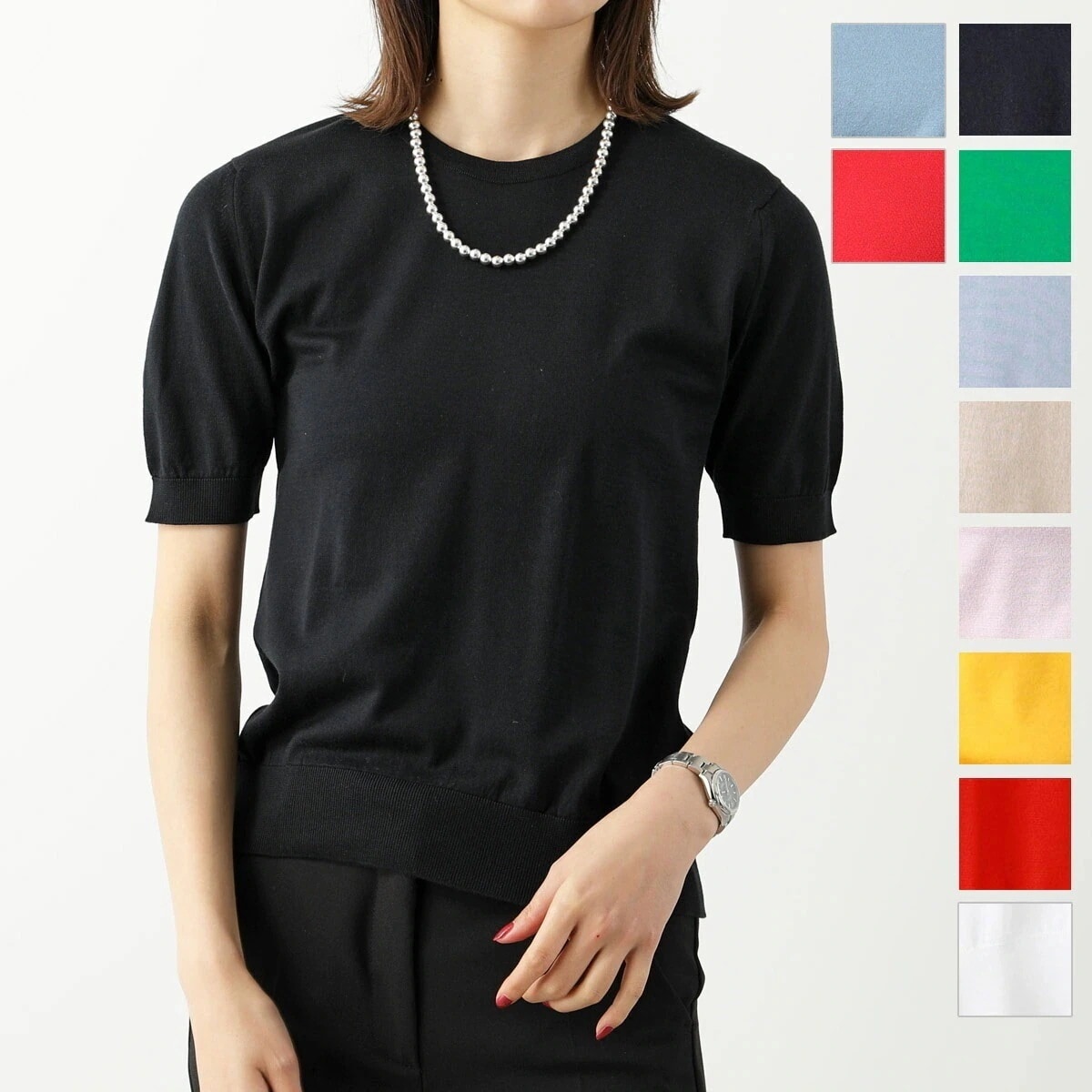 JOHN SMEDLEY ジョンスメドレー ニット NELL MODERN FIT レディース 30G 半袖 クルーネック シーアイランドコットン カラー11色