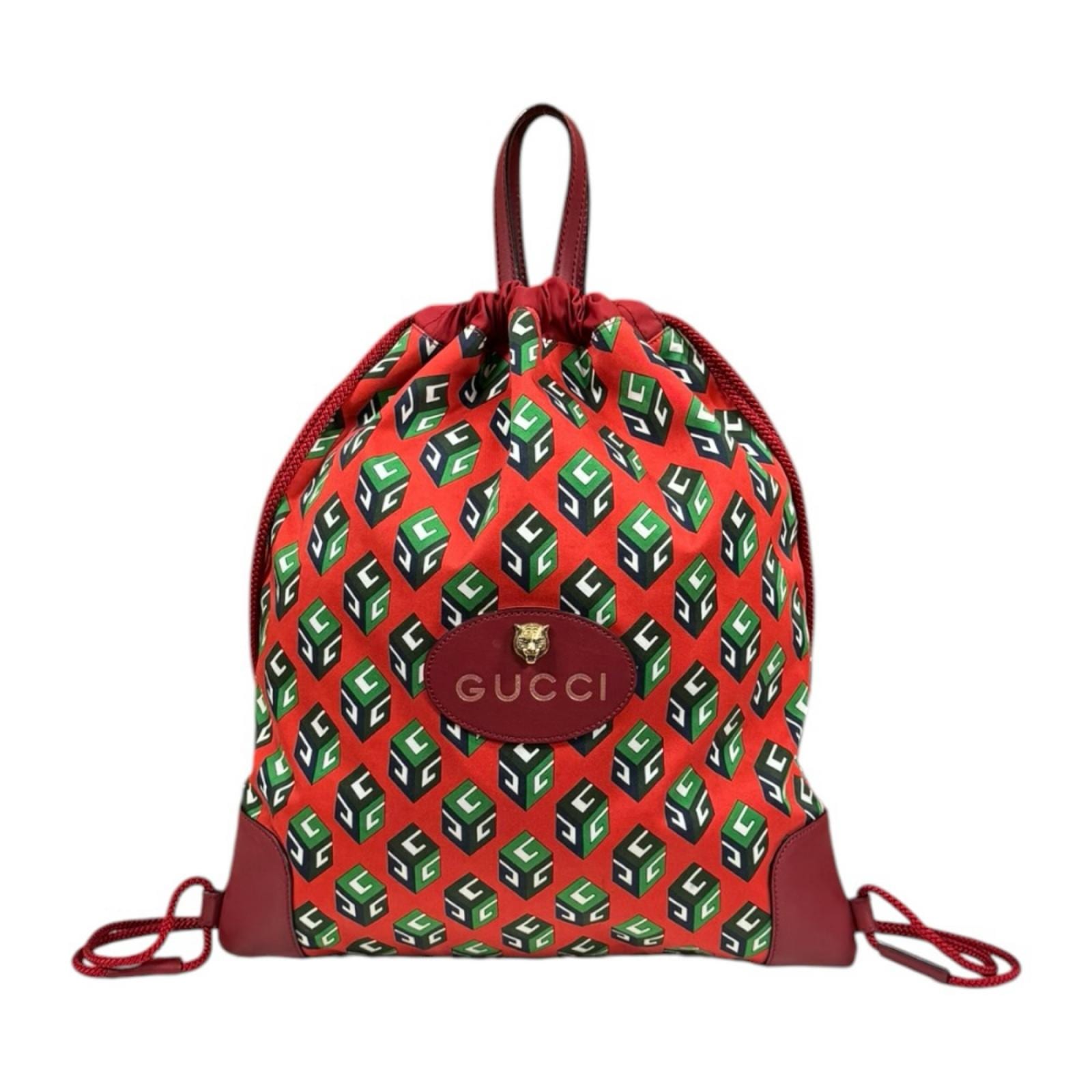 グッチ キューブプリント ドローストリングバッグ リュック・デイパック キャンバス 473872 GUCCI 中古