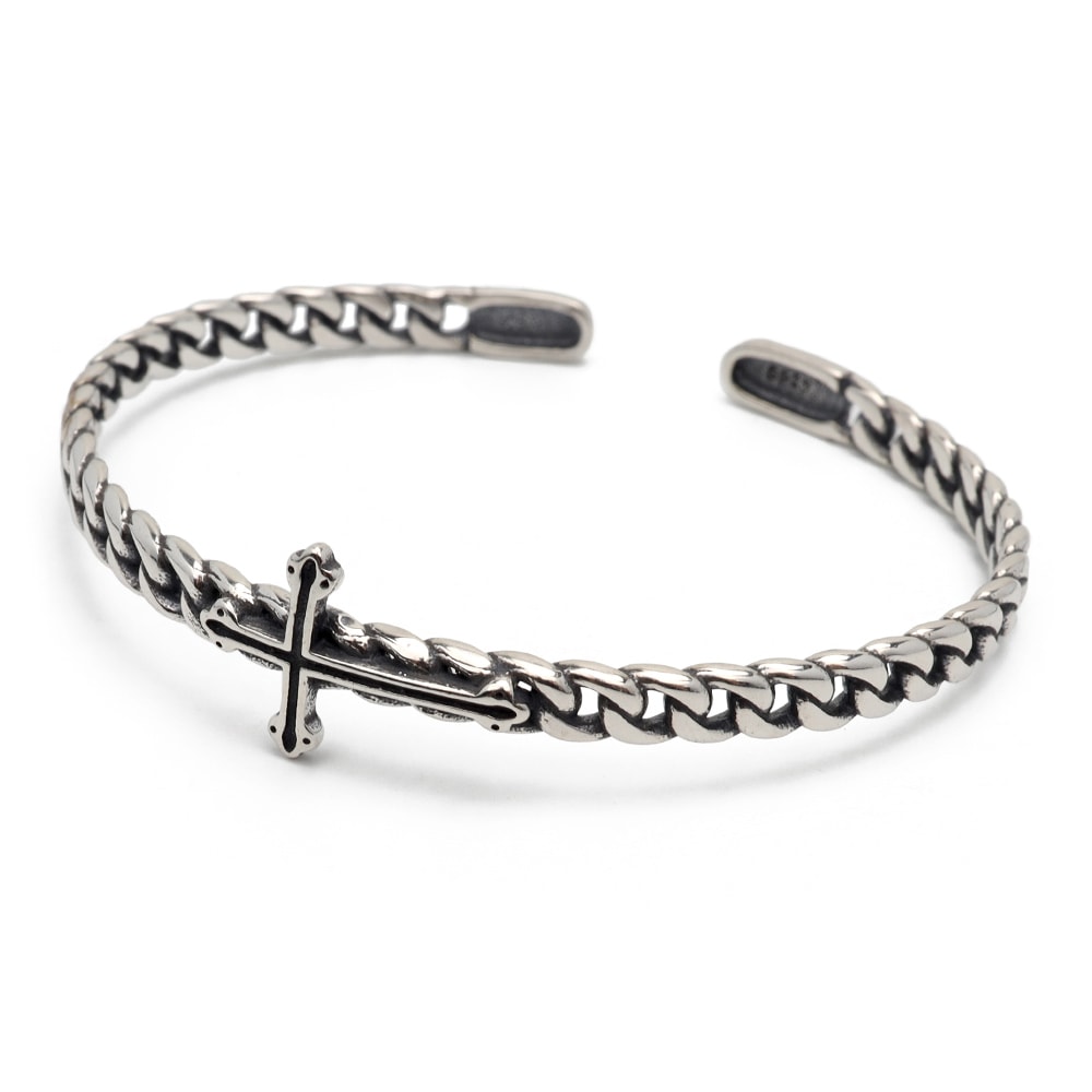 925 クロス チェーンバングル [cb017]