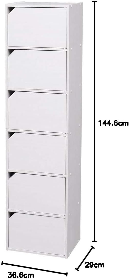 アイリスオーヤマ カラーボックス 収納ボックス 本棚 6段 扉付き 幅36.6×奥行29×高さ144.6cm オフホワイト モジュールボックス MDB-6D