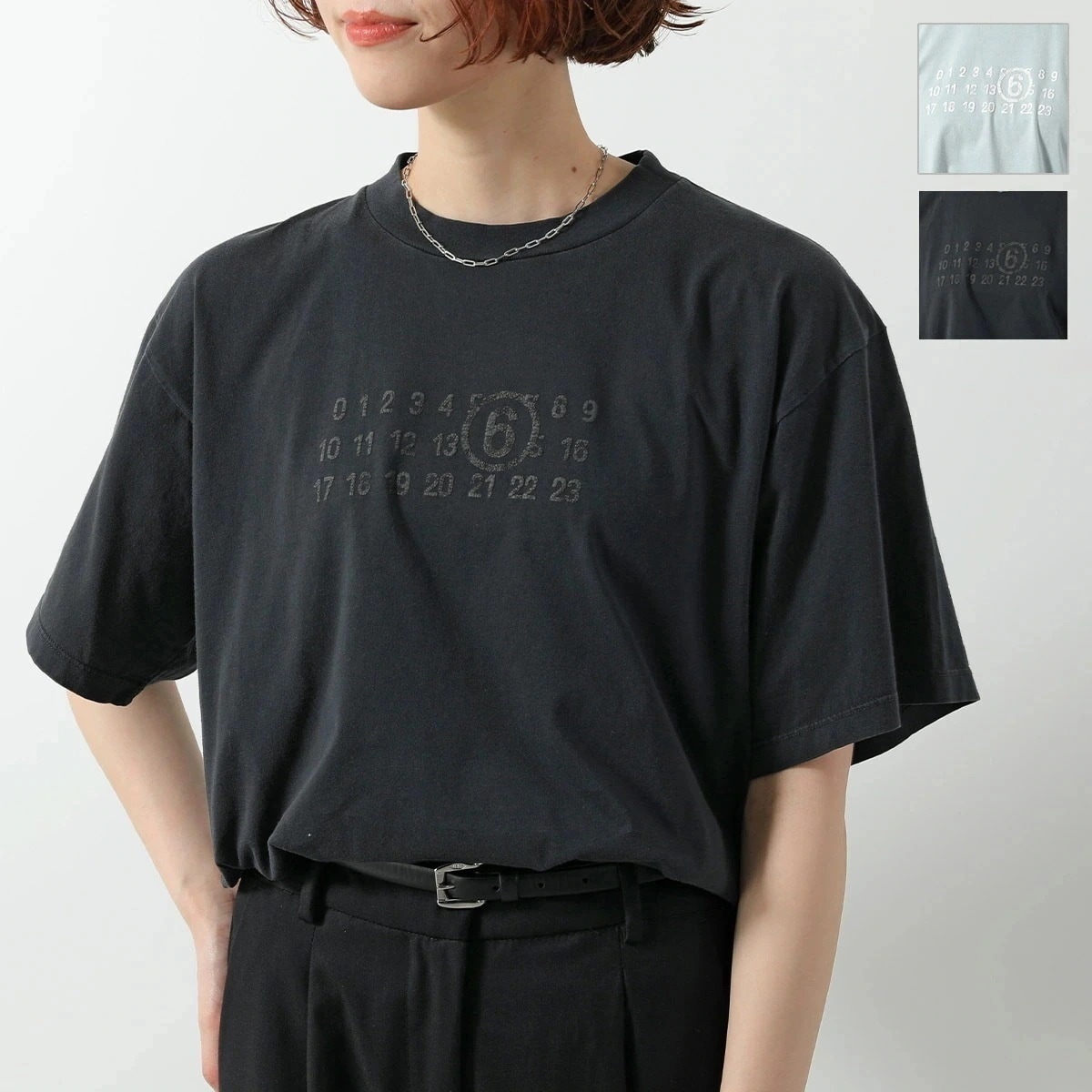 MM6 エムエムシックス メゾンマルジェラ Tシャツ S62GD0202 M20115 レディース 半袖 カットソー コットン ナンバリングロゴ オーバーサイズ カラー3色
