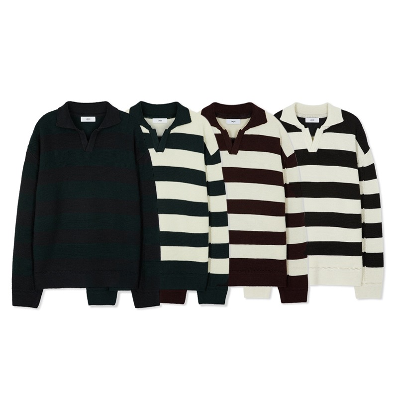 [NCT Dream チソン 着用] [LMOOD] Preppy Stripe Pullover Knit 韓国 アイドル ニット セーター メンズ レディース 秋 冬