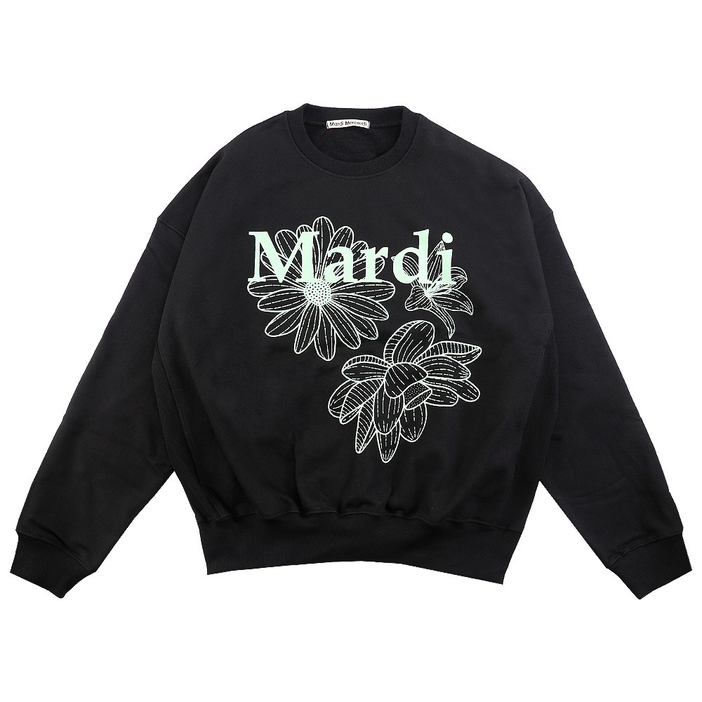 SWEATSHIRT TRIPLE FLOWER BLACK MINT 長袖 レディース 韓国 ファッション アパレル