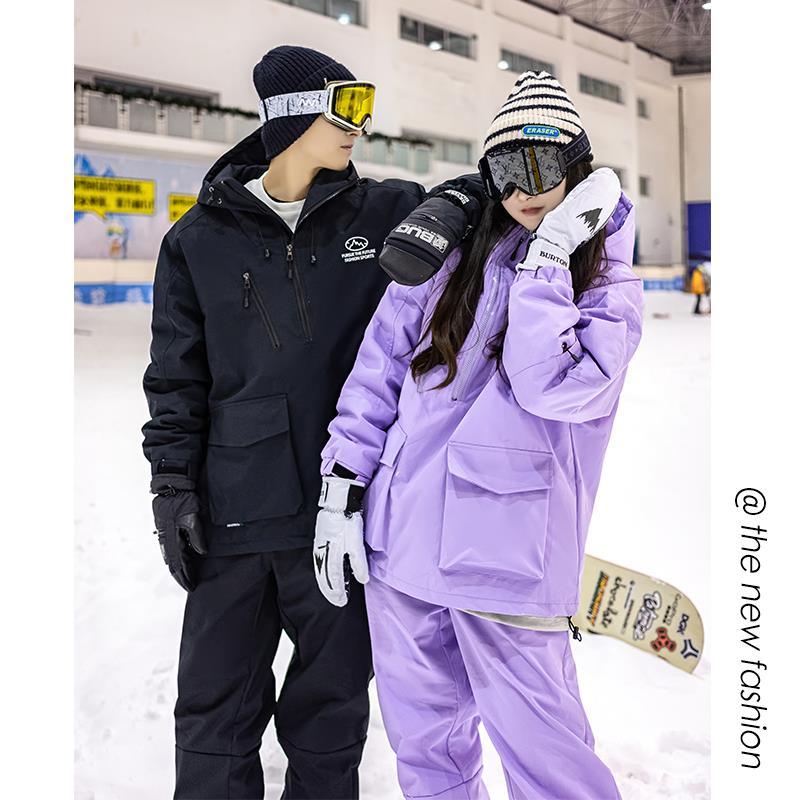 フード付き防風防水アウトドアジャケットスーツ男性と女性登山とスキー服綿と厚手の綿のカップルジャケット