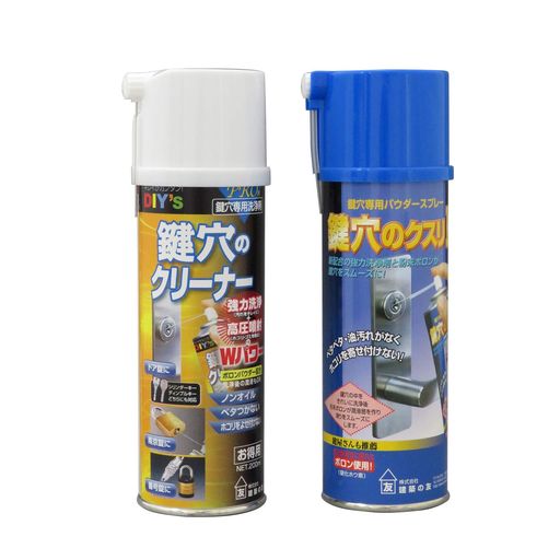 建築の友 鍵穴のトラブル解決セット 鍵穴内の洗浄スプレー&潤滑スプレーのセット 品番:KCLKK