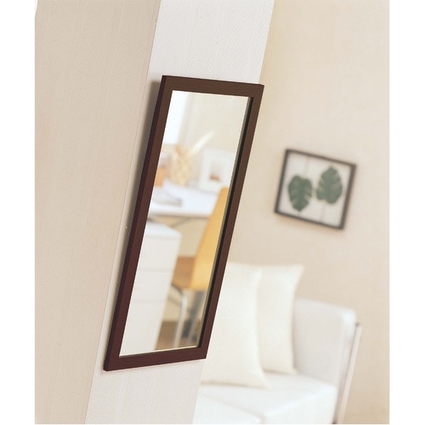 割れない 鏡 壁掛け ミラー ( Lサイズ 645mm×275mm ブラウン ) ガラス不使用 日本製 防災 地震対策 ウォールミラー
