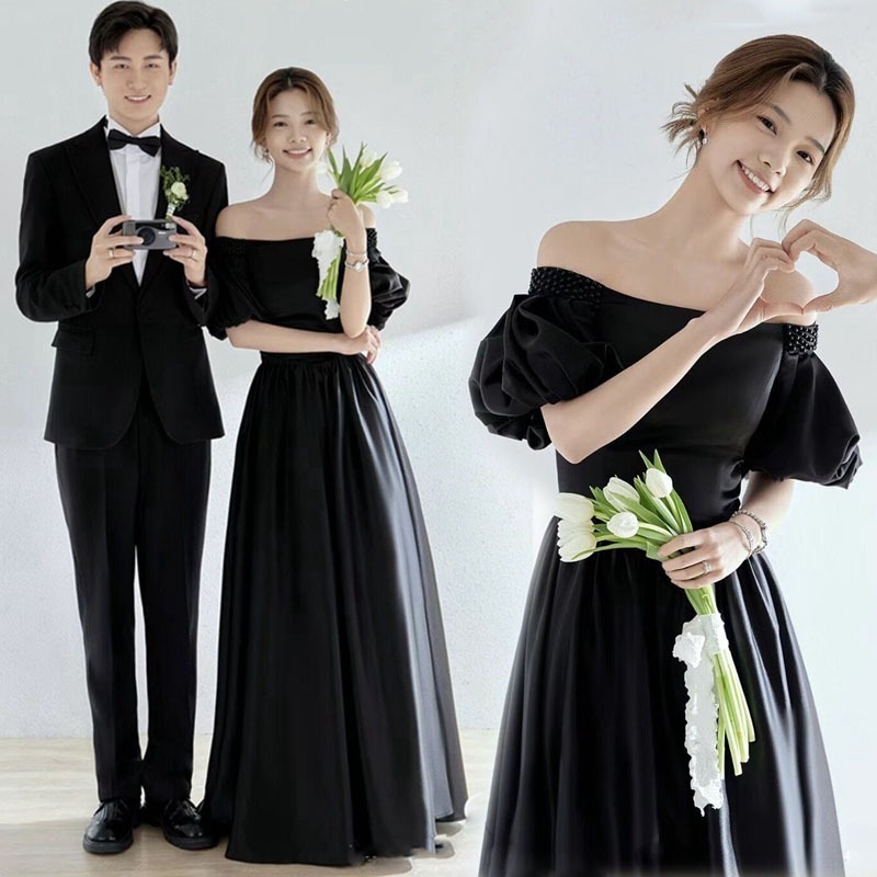 パーティードレス2024 人気 新作 高級感 ワンピース 花嫁ロングドレス ウェディングドレス 結婚式ワンピース 演奏会 ドレス韓国ファッション 結婚式 お呼ばれ ブラックドレス