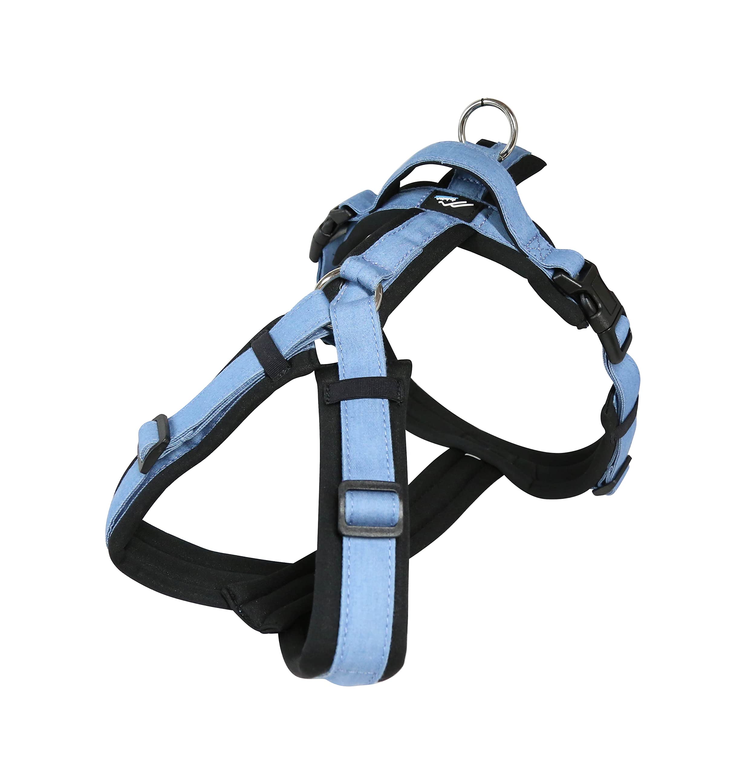 Hakusan ゼロハーネス 負担軽減 犬用ハーネス サイズ調整可 簡単着脱 夜間反射材 軽量 通気 ハンドル付き ネームプレート XXS サイズ ライトデニム