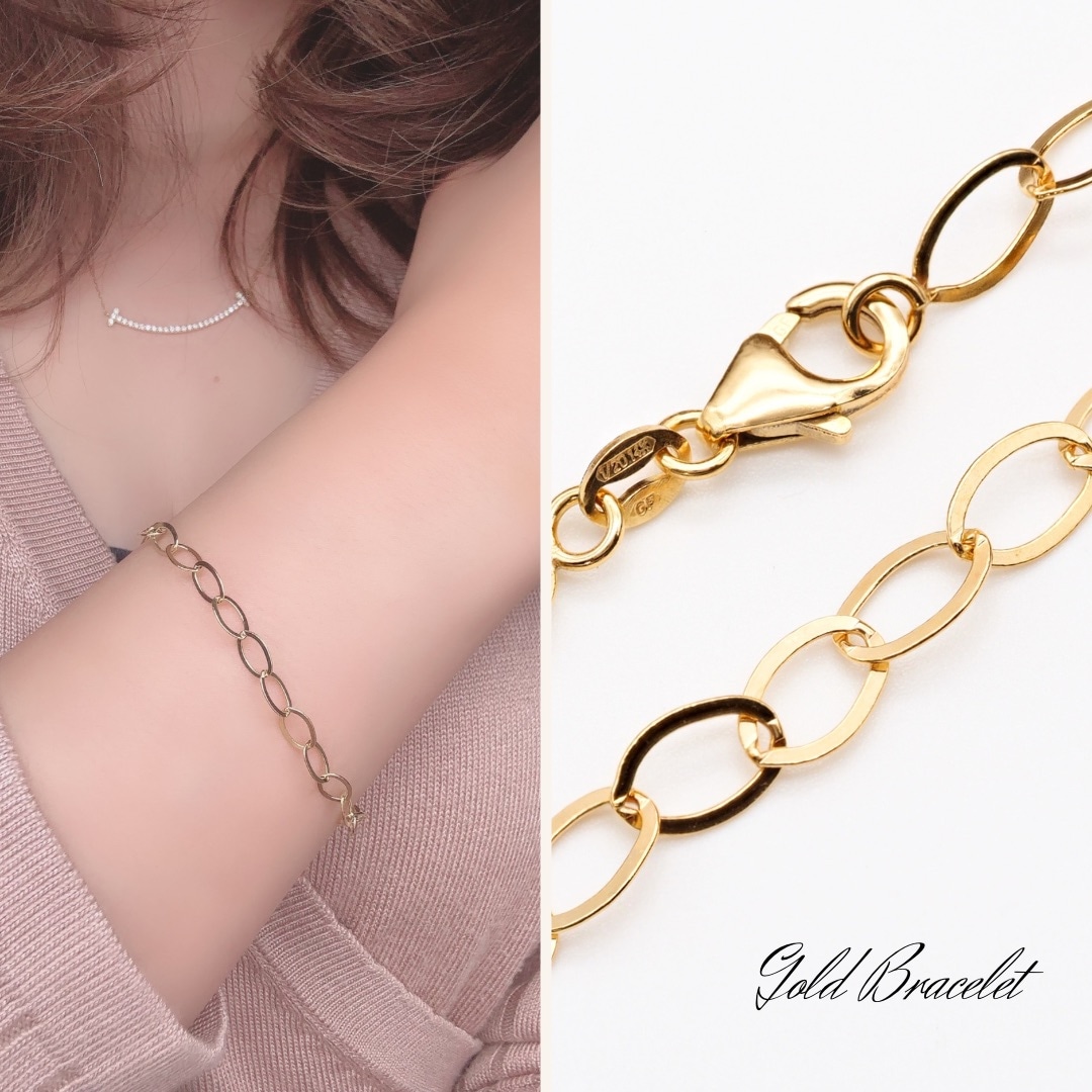 イタリア製 ゴールド ブレスレット 14K GF 14金 K14 イエローゴールド チェーン 0018N 腕輪 記念日 誕生日 クリスマス ギフト ジュエリー 4,860円