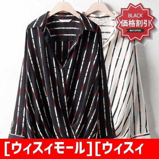 [ウィスィモール][ウィスィモール]BN1209ボキンレプのブラウス(H802S)2col66-110size /プリントシャツ/ブラウス/ 韓国ファッション