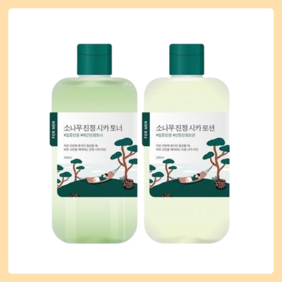 [敏感鎮静/FOR MAN] ラウンドラップフォーメン 松の木 鎮静 トナー200ml/ローション200ml 2種セット(+クレンザー 40ml 贈呈)