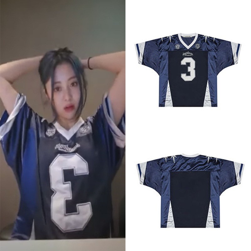 [LE SSERAFIM ホユンジン着用]L9 BIG NUMBER FOOTBALL TOP(NAVY)