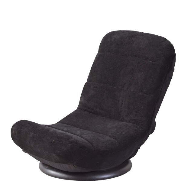 座椅子 回転チェア コンパクト リクライニング 回転 360度 7段階 ゆったり おしゃれ 1人掛け 折りたたみ フロアチェア ブラック グレー RKC-176 チェア 椅子 背面共生地 起毛 シンプ