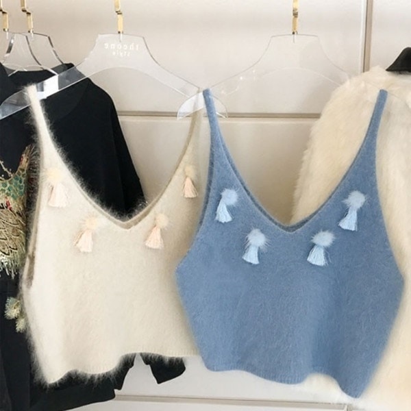 ニット キャミ ベスト　Vネック　レディース　フェザーヤーンベスト　モヘアベスト　レイヤードベスト　インナー　重ね着　韓国風　可愛い　秋服　2018春新作 4,876円