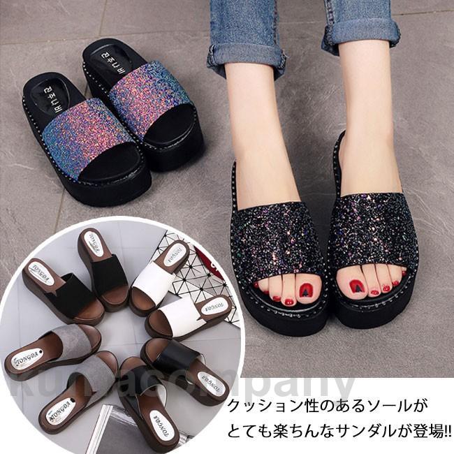 ウェッジソールサンダル　ビーチサンダル　コンフォートサンダル　スリッパ　レディース　歩きやすい　キラキラ　スパンコール付き　2023春新作