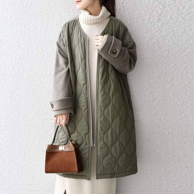 中綿 レディース 冬 キルティングコート 中綿コートアウター コート 綿服 アウター 中綿入り コート ロング丈 防寒コート ゆったり 暖かい