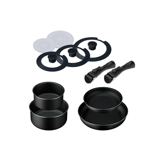 フライパンセット TF-SE11 ブラック 取っ手が外せるフライパンなべ 11点セット