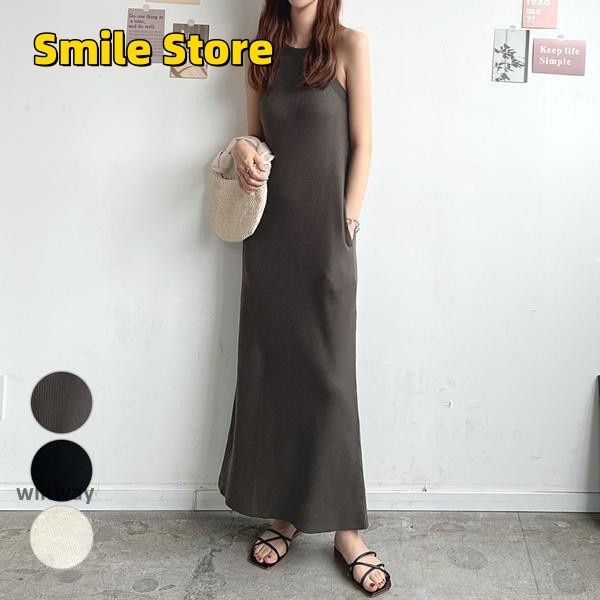 ワンピース ポケット付き カップ付きアメスリワンピース レディース シンプル カジュアル かわいい ロング丈 カップ付き リブ / 無地 アメリカンスリーブ