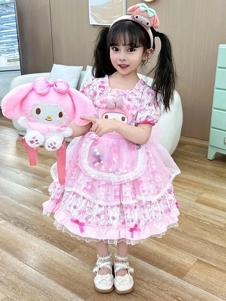 新型9キャラクター キッズtシャツ 上下2点セット 半袖Tシャツ 子供服 韓国ファッション シナモロールちゃんマイメロワンピース