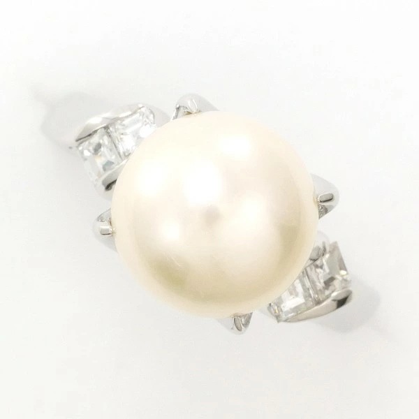 PT900 プラチナ リング 7号 パール(真珠) 約9mm ダイヤ 0.22 ジュエリー 中古 29,491円