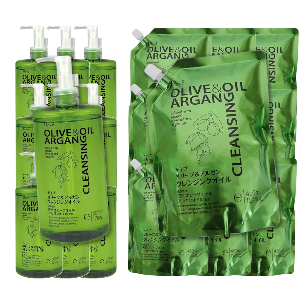 クレンジングオイル メイク落とし セット 本体500ml 10本 詰替450ｍl 10個 オイル ディブ オリーブ＆アルガン