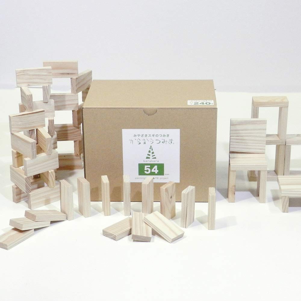 からからつみき54 (9×27×54mm) 240ピース入 知育玩具 国産 無塗装 木のおもちゃ 6,817円