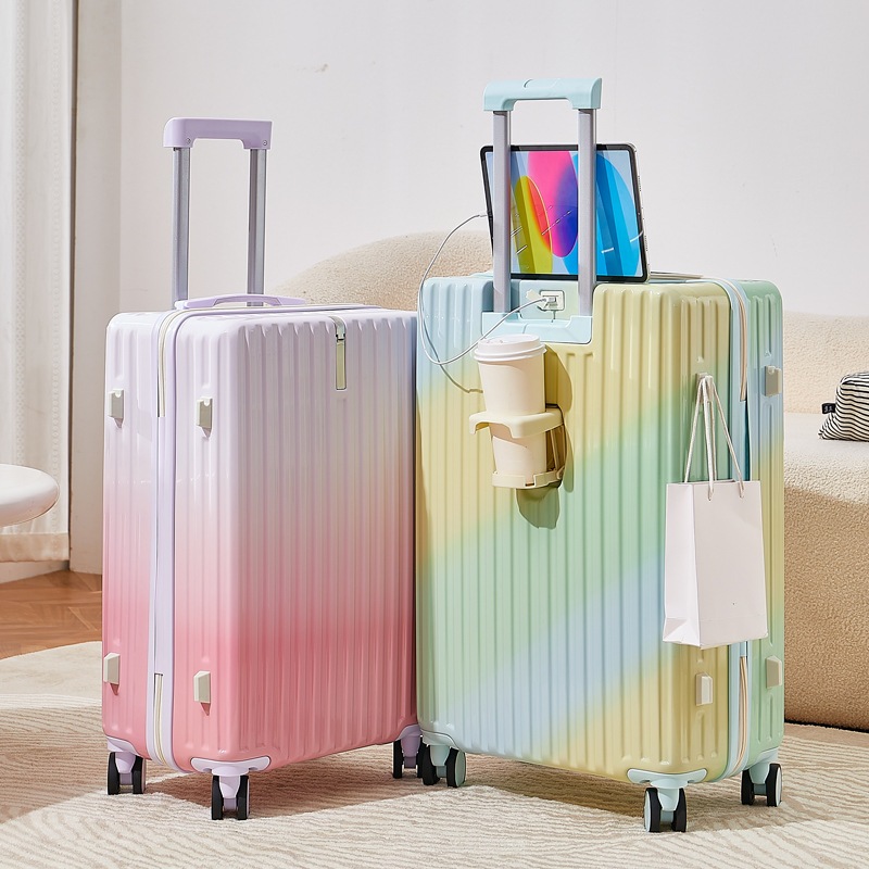 グラデーション スーツケース 女性用 旅行 キャリーバッグ 20インチ 機内持ち込み可 パスワードケース