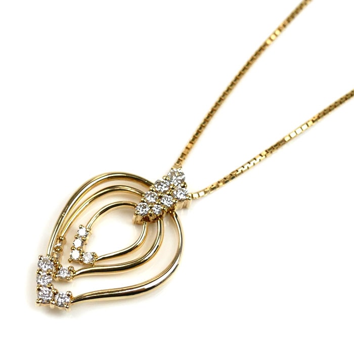 K18YG イエローゴールド ネックレス ダイヤモンド0.61ct 7.4g 40cm レディース 中古