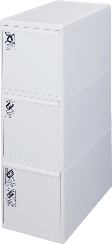 吉川国工業所 BW-3W 分別引き出しステーション ワイド3段 60L(ホワイト) BW3Wヨシカワクニ