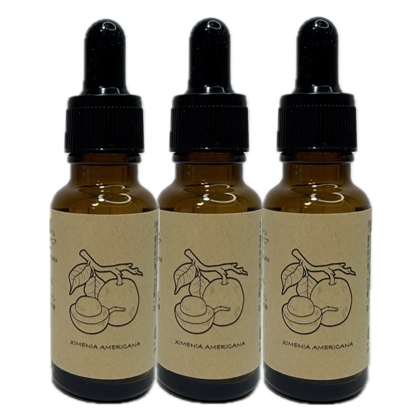 キシメニアオイル 100% オーガニック 3本セット 不飽和脂肪酸 20ml入 天然 Pure Ximenia 無添加 シリコンフリー 香料フリー 着色料フリー ジンバブエ