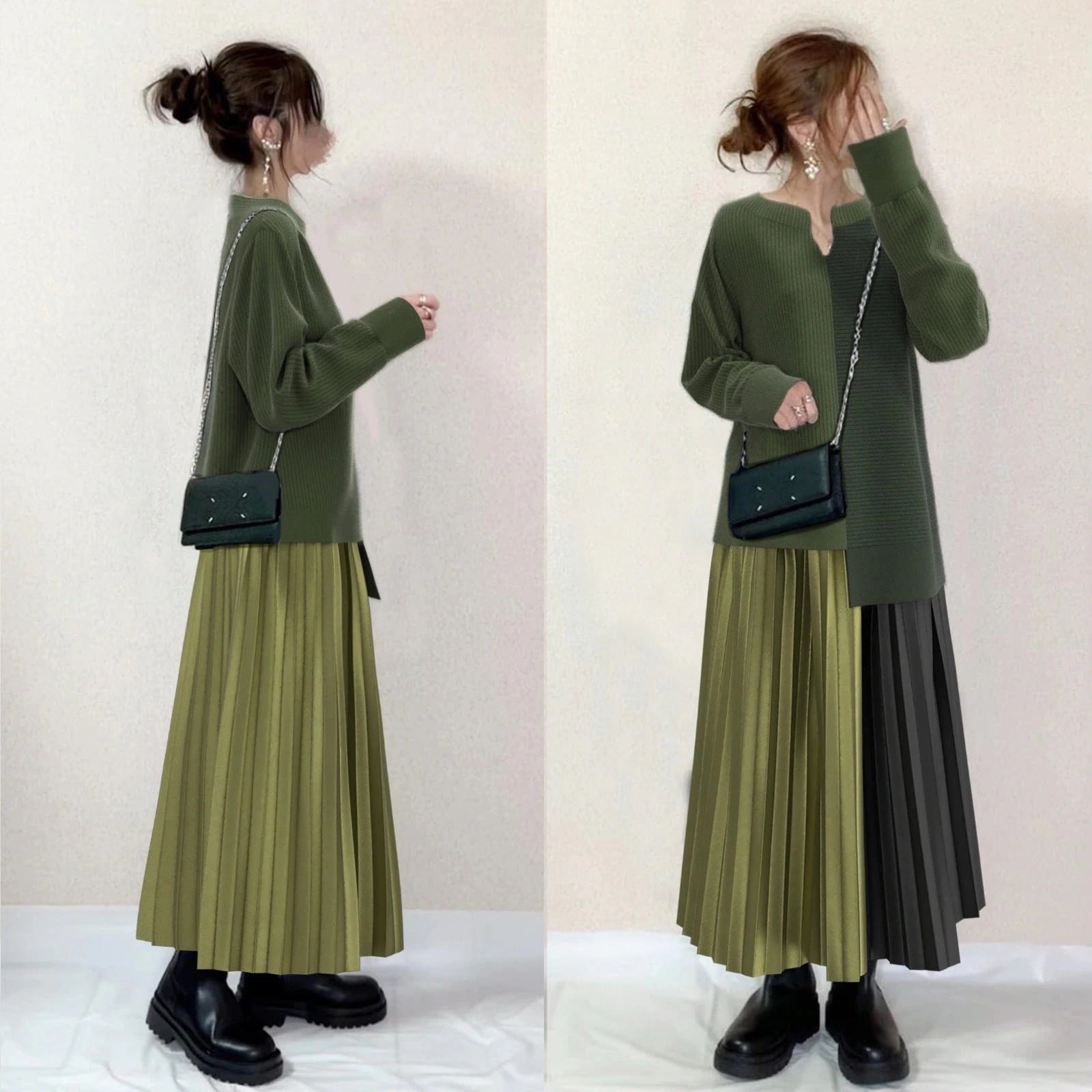 韓国ファッション気質ニットセットアップ着痩せセータートップスロングスカート二点セット百掛けレディースファッション福袋大きめサイズ