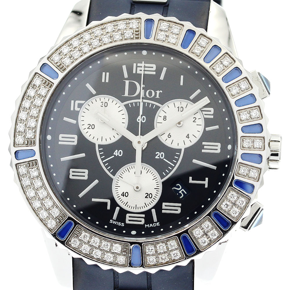 ディオール Dior CD114311 クリスタル ダイヤベゼル クロノグラフ クォーツ ボーイズ _879287【中古】