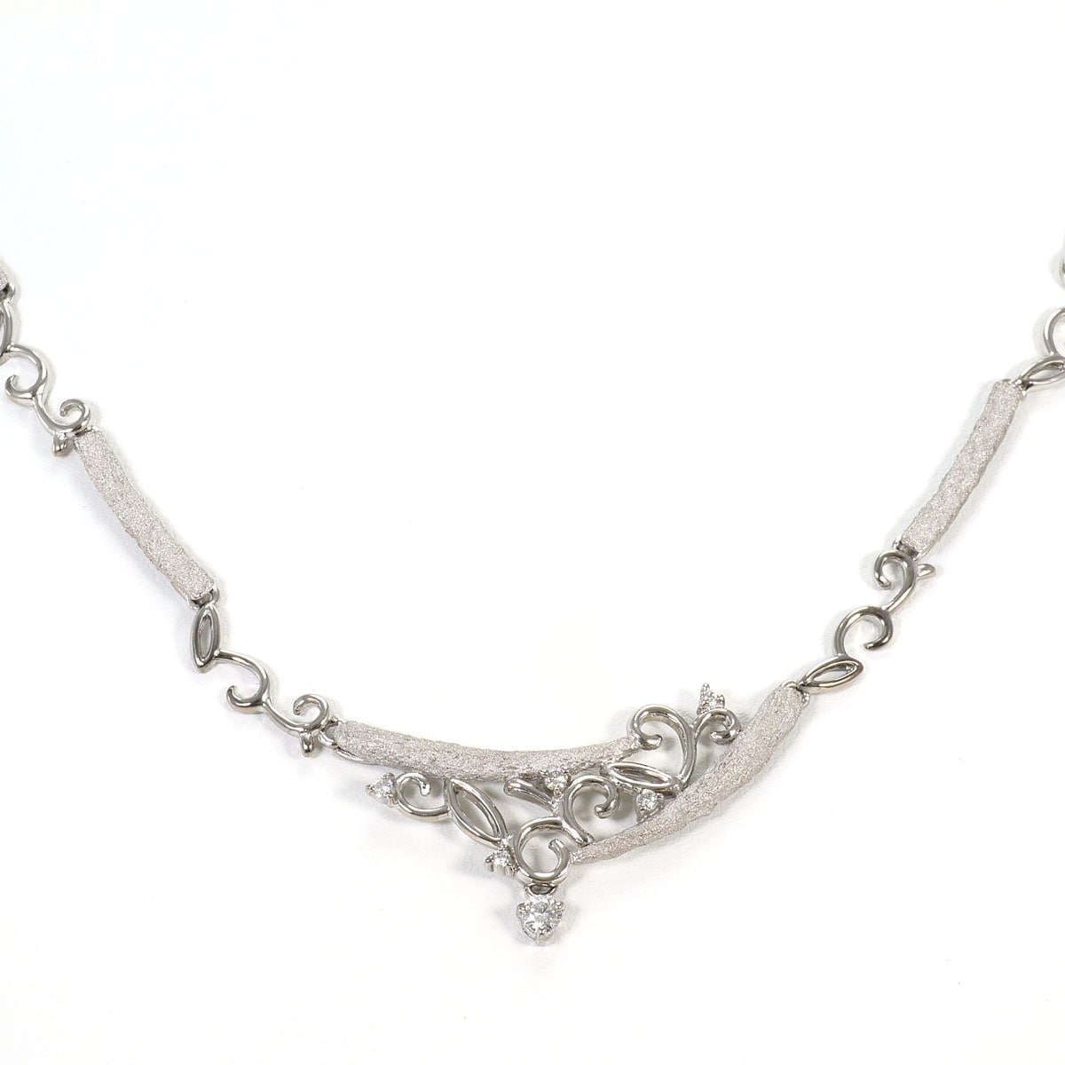 田村俊一 K18 18金 WG ホワイトゴールド ネックレス ダイヤモンド 0.32ct 総重量約20.8g 約44cm 中古