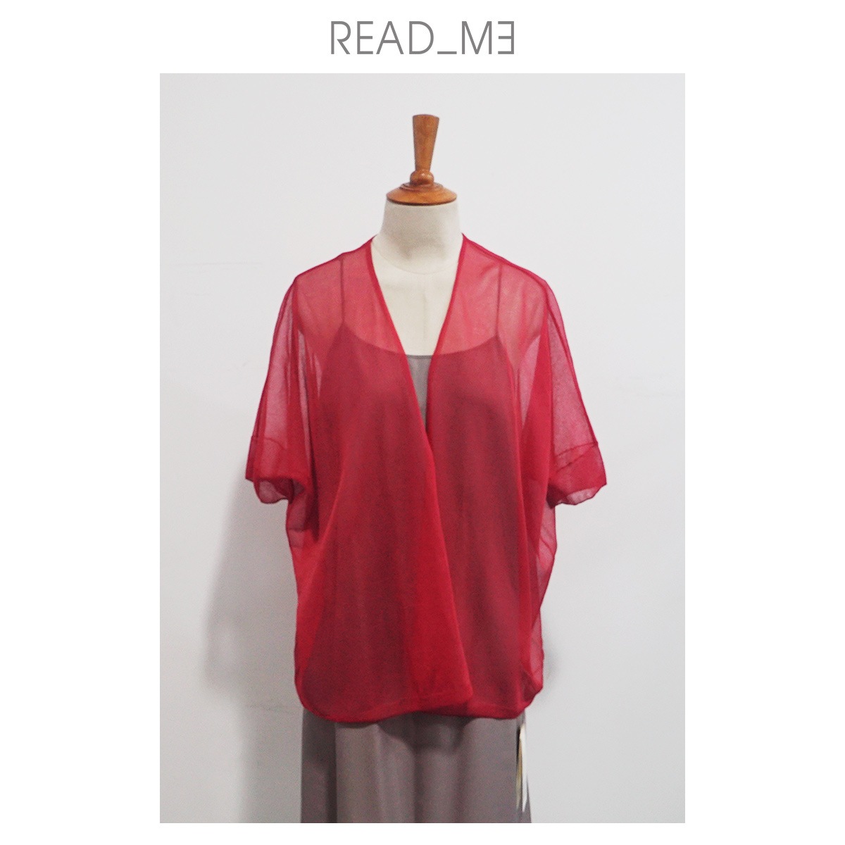 READ_ME 100% 桑絹シルク「花巻」カーディガン T20217346 ～鮮やかな紅を纏う極上の艶～