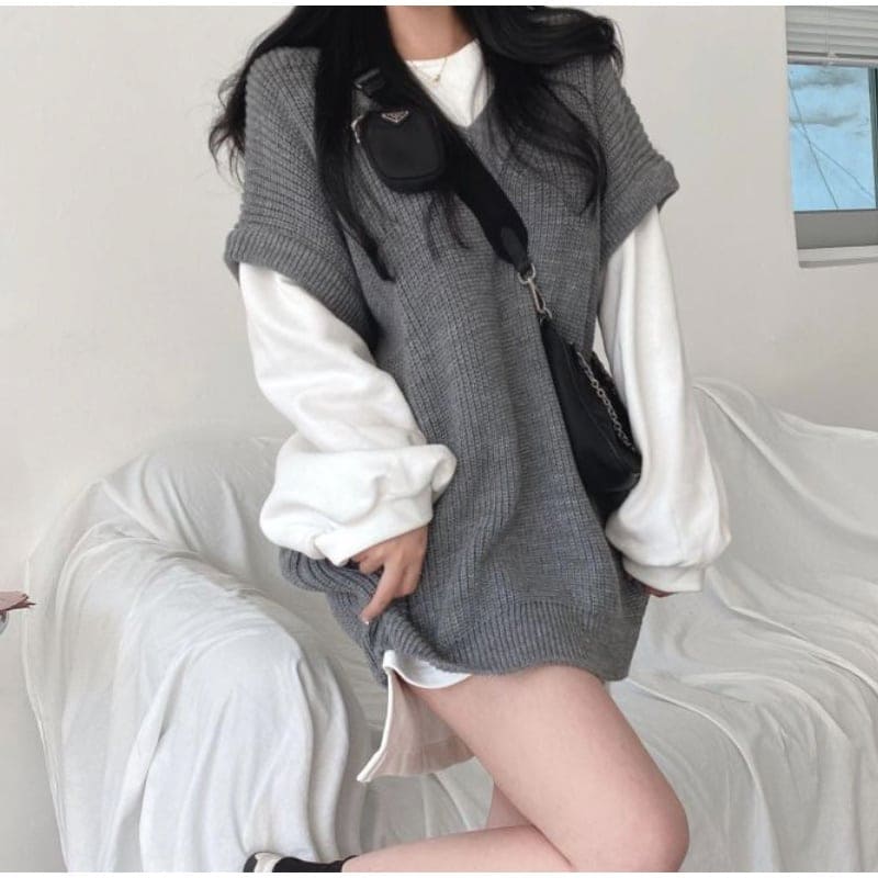 3color レディース ベスト ノースリーブ グレー ベージュ ブラック シンプル 287