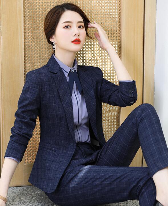 洗えるスーツ2点セットスーツ ビジネス 長袖ジャケット+パンツ/スカート フォーマル 通勤 OL オフィス 制服 春秋着 着痩せ 20代30代40代 ママ 面接 パンツスーツ チェック柄 S/M/L/