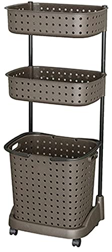 レクエアランドリーバスケット3段 ダークブラウン