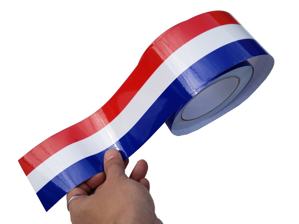 国旗ステッカー (フランス) 幅7.5cm×10メートル 延長可能 トリコカラー ラインテープ 長さ1000cm 艶有り グロスカラー カッティング可能シート 10m
