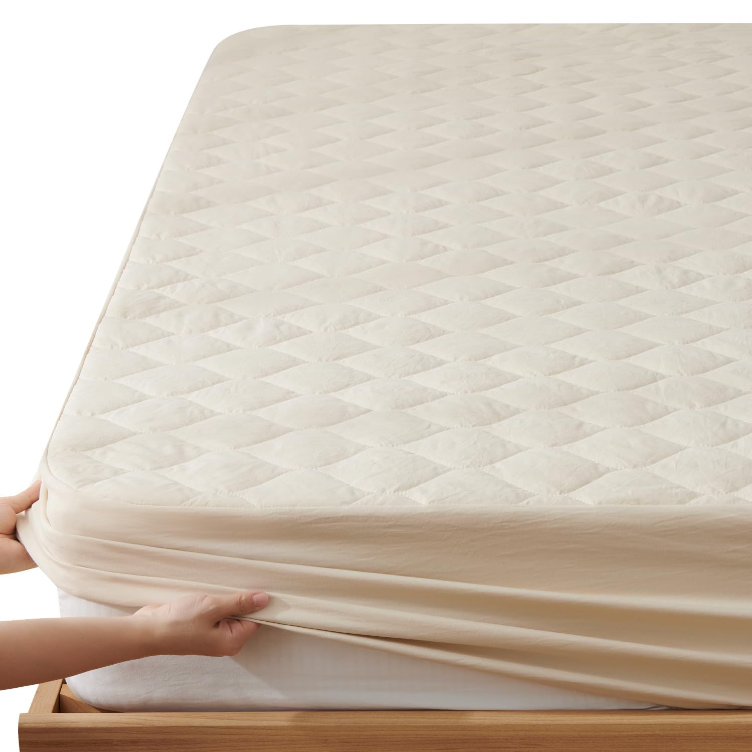 YOYOSTAR 2026パッド一体型 ボックスシーツ 洗いざらし 高吸水速乾 1枚2役 ベッドシーツ 敷きパッド 着脱楽々 時短 柔らかい クッションw8p