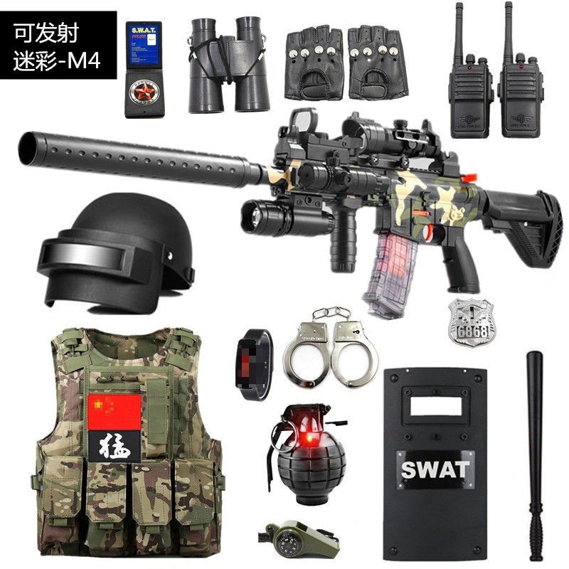 子供警察おもちゃの銃スーツスーツクロス警察官少年音と光おもちゃの銃シミュレーション玩具少年