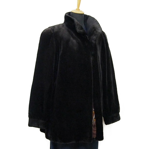 毛皮 FABIO MANTEGAZZA シェアードミンク ハーフコート ブラック