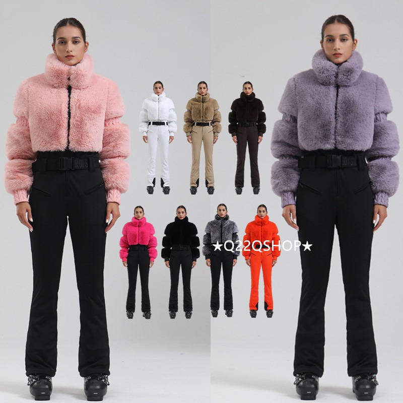 スノーボードウェア 2024 2025 上下セット つなぎ レディース ふわふわオールインワン パンツズボン オーバーオール セットアップ ウィンタースポーツ スキーウェア スノボウェア スノー韓国風