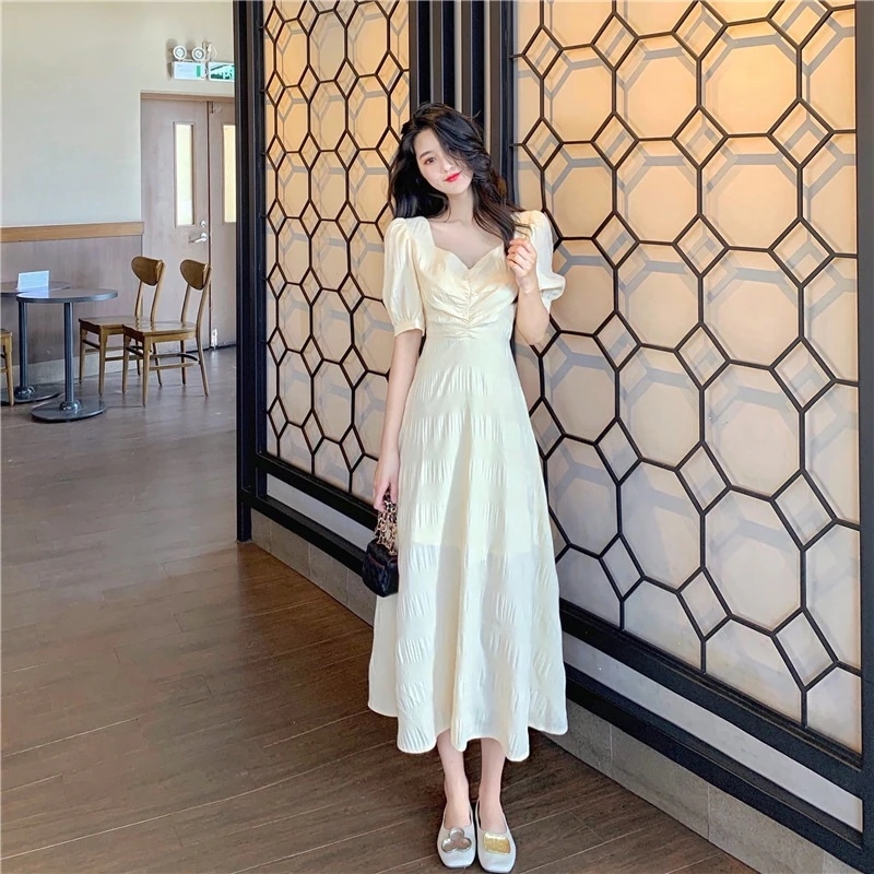 背中開き ミニ丈 ミモレ丈 ワンピース フレアワンピース ミニ ミモレ 袖あり 半袖 パフスリーブ Vネック 襟なし フレア スリム 細身 Aライン 切り替えデザイン バックシャン バックコンシャス