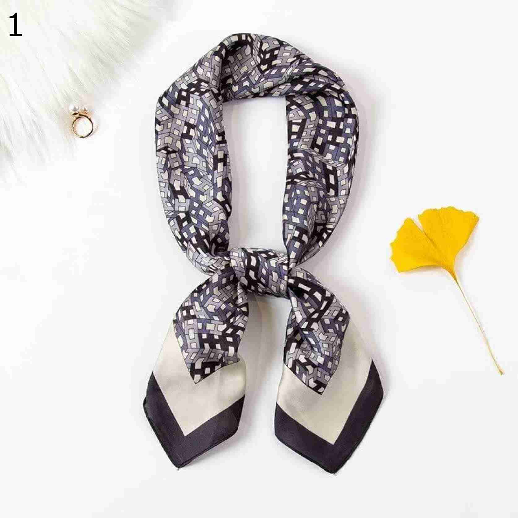 【20%OFFクーポン～】スクエア スカーフラップ ヘア タイ ヘッドバンド 春 秋 ダーク グリーン ヒョウ フローラル ショール スカーフ : : 70*70cm) 18 Size (Col