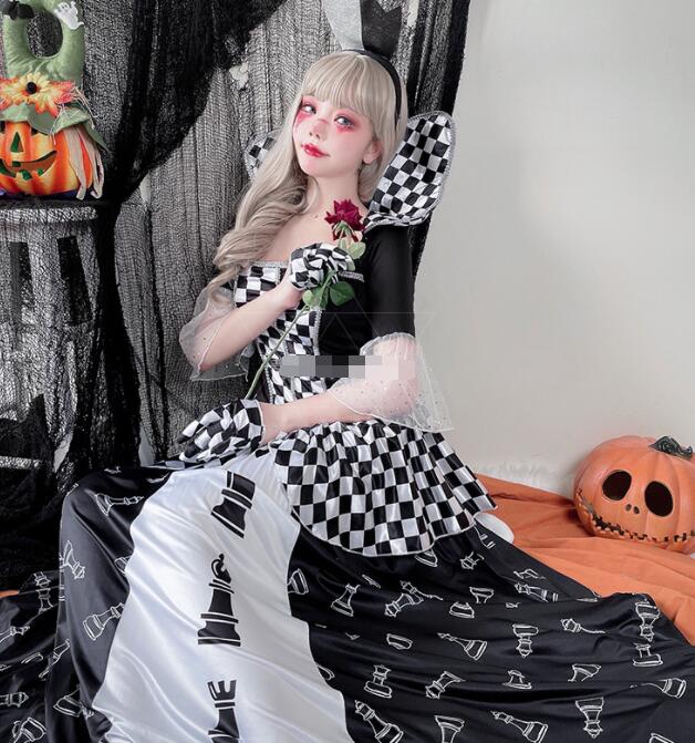 鬼花嫁ドレス ハロウィン衣装 マキシ丈ワンピース 女王　皇后仮装　コスプレ衣装 変身衣装 ハロウィン衣裳 悪魔 妖精　マキシ丈ドレス サーカス インディアン DS出演衣装 コスプレ コスム 舞台
