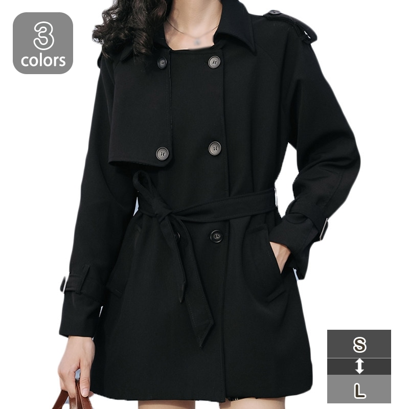 トレンチコート レディース スプリングコート ショート丈 無地 春 秋 コート 軽量 通気性 格上げ きれいめ アウター フォーマル ベーシック シンプル 薄手 軽い 着痩せ アウター 大人 20代