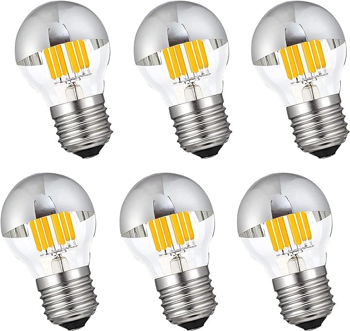 メタル LEDシルバーボールランプ 一般電球60W形相当 6W フィラメントLED電球 G45 110V E26口金 2700K電球色 半分クローム 6個入( G45-6-H) 4,196円