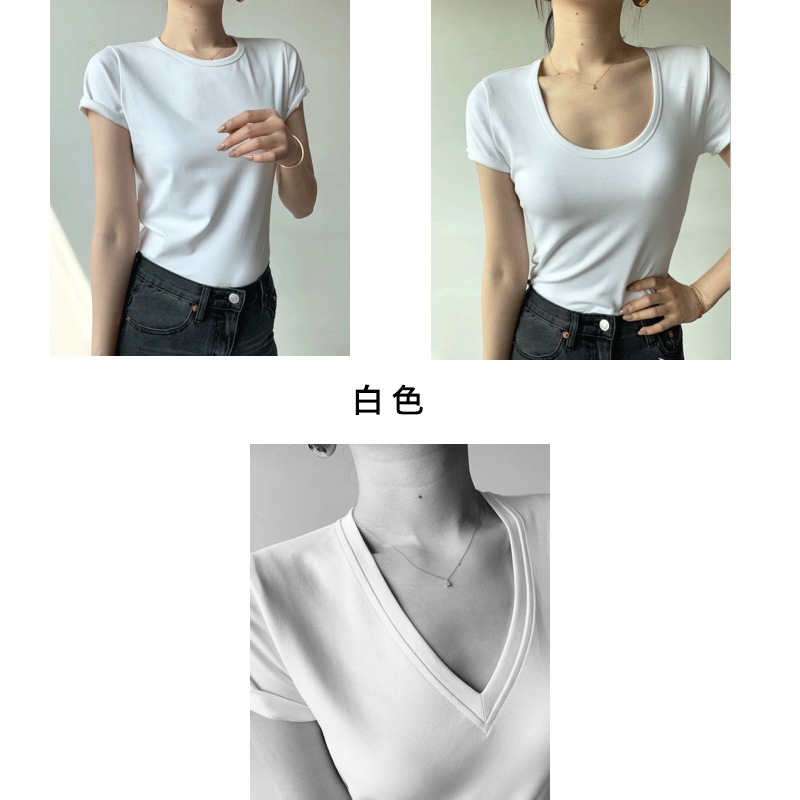 デザインされた通気性のあるコットン半袖Tシャツレディースピュアホワイトルーズボトミングシャツレディー